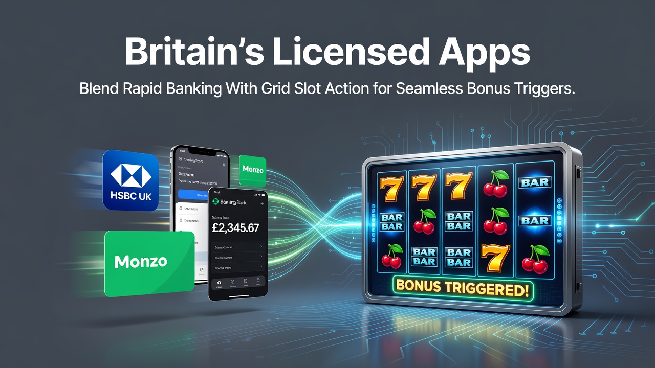 Licensed UK mobile apps showing rapid banking interfaces integrated with grid slot gameplay for instant bonus access