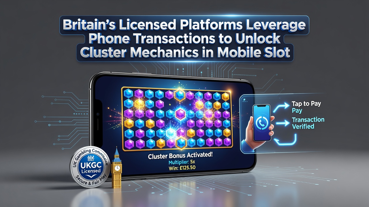 Close-up view of cluster symbols forming winning combinations on a mobile slot grid powered by phone transaction systems