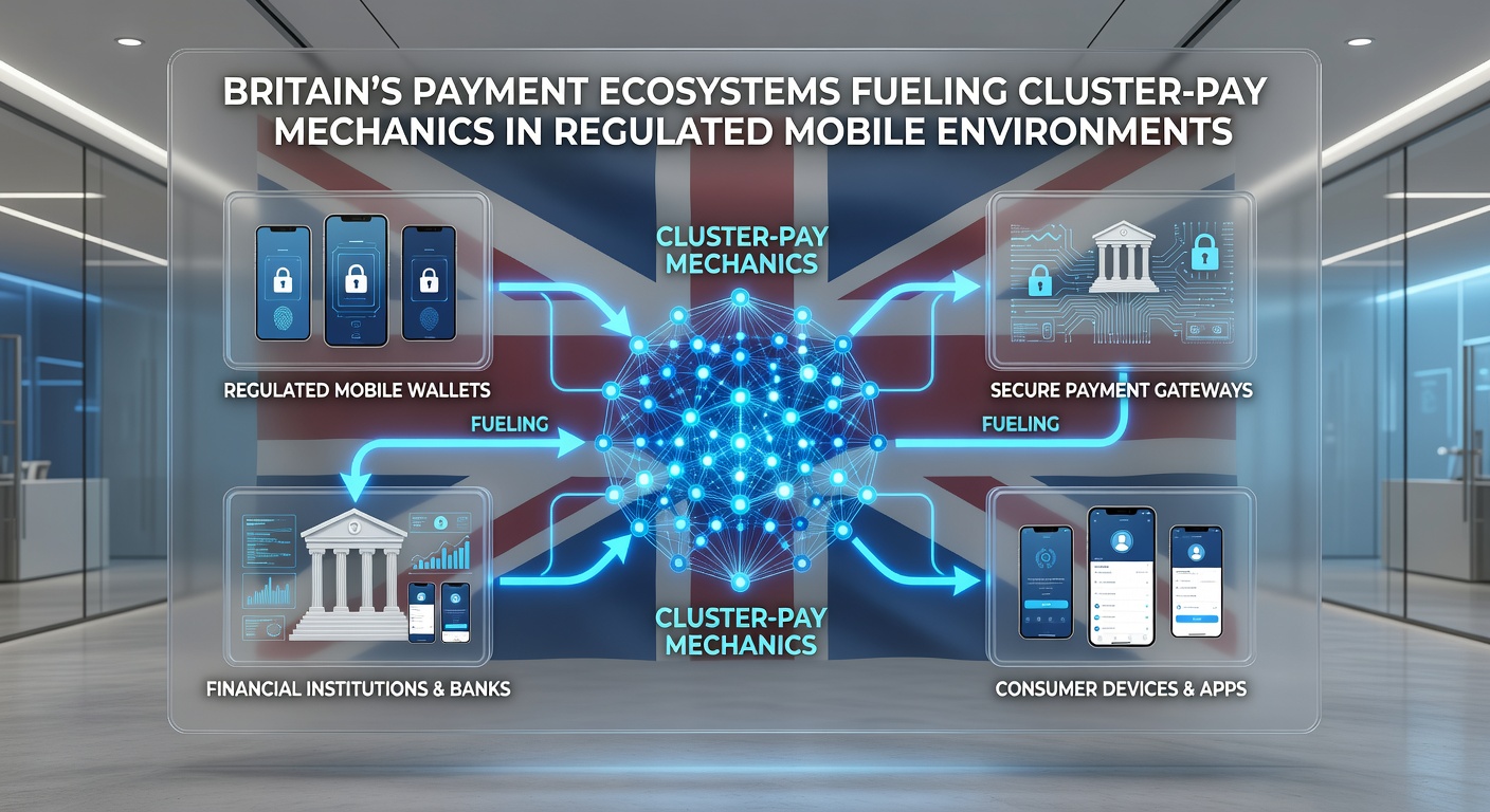 Mobile interface showing cluster-pay mechanics integrated with Britain's regulated payment systems