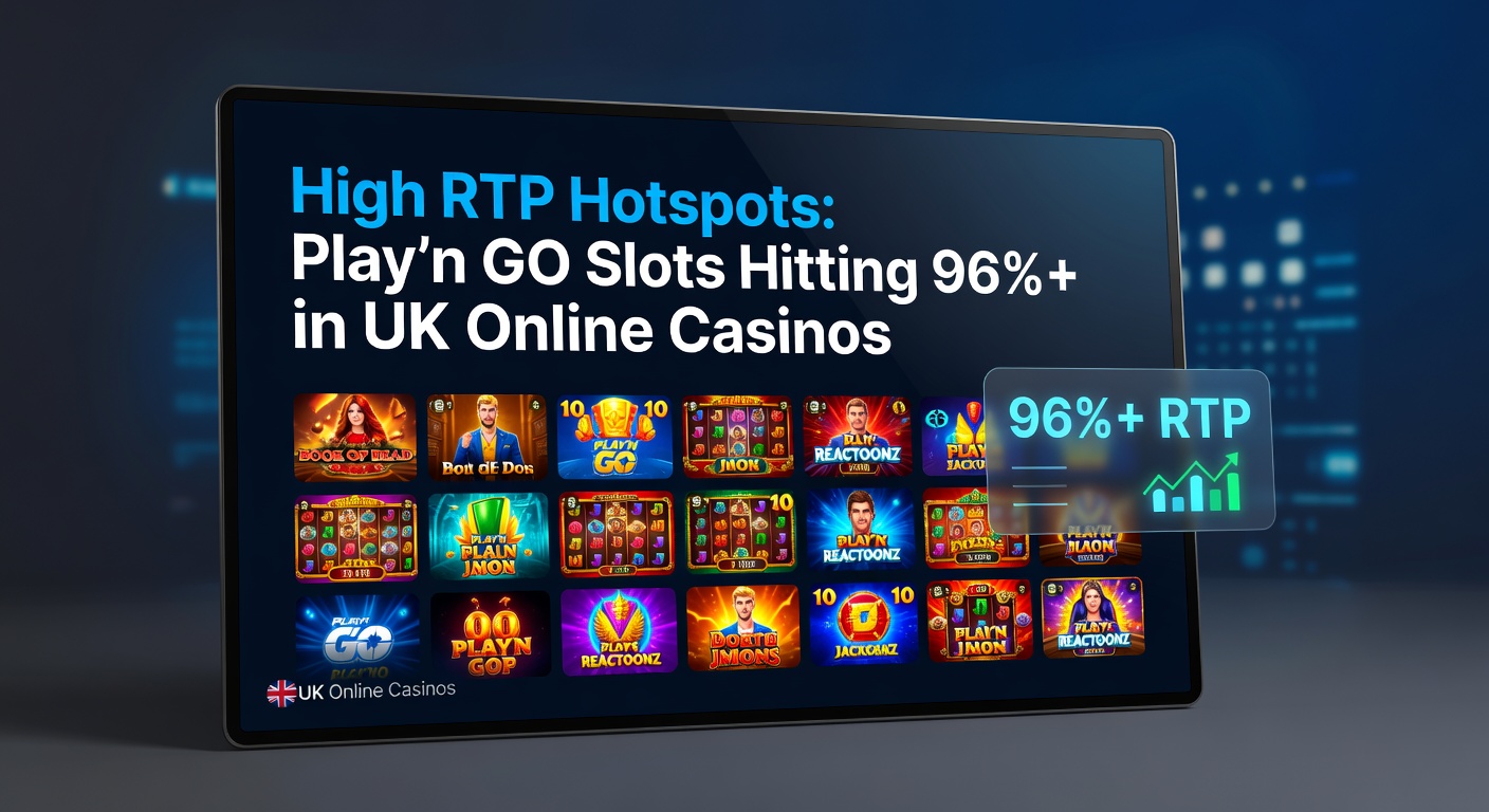Vibrant Play'n GO slot reels spinning with high RTP indicators glowing on a UK casino backdrop