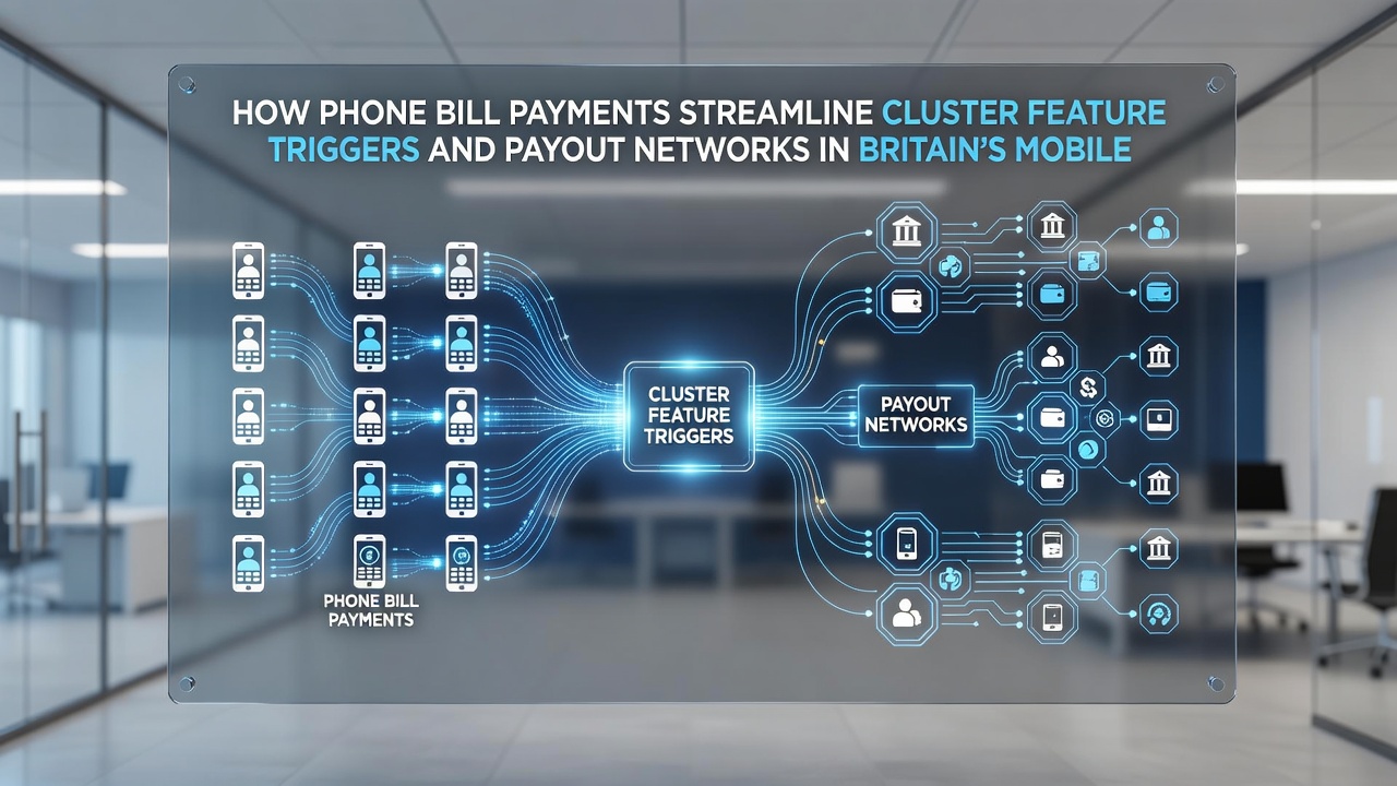 Network diagram illustrating payout flows from mobile gaming platforms back to phone bill accounts in the UK market