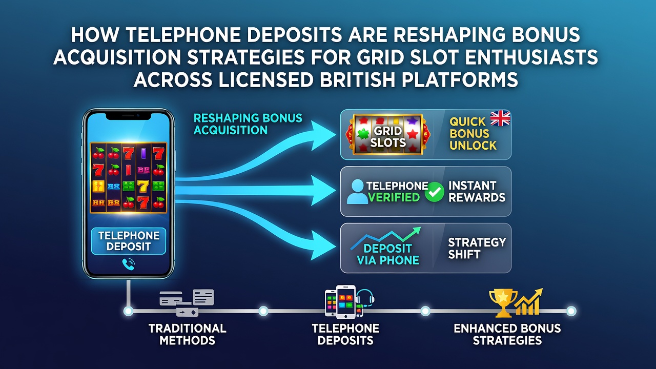 Telephone deposit methods displayed on a mobile screen alongside grid slot game interfaces on licensed UK casino platforms