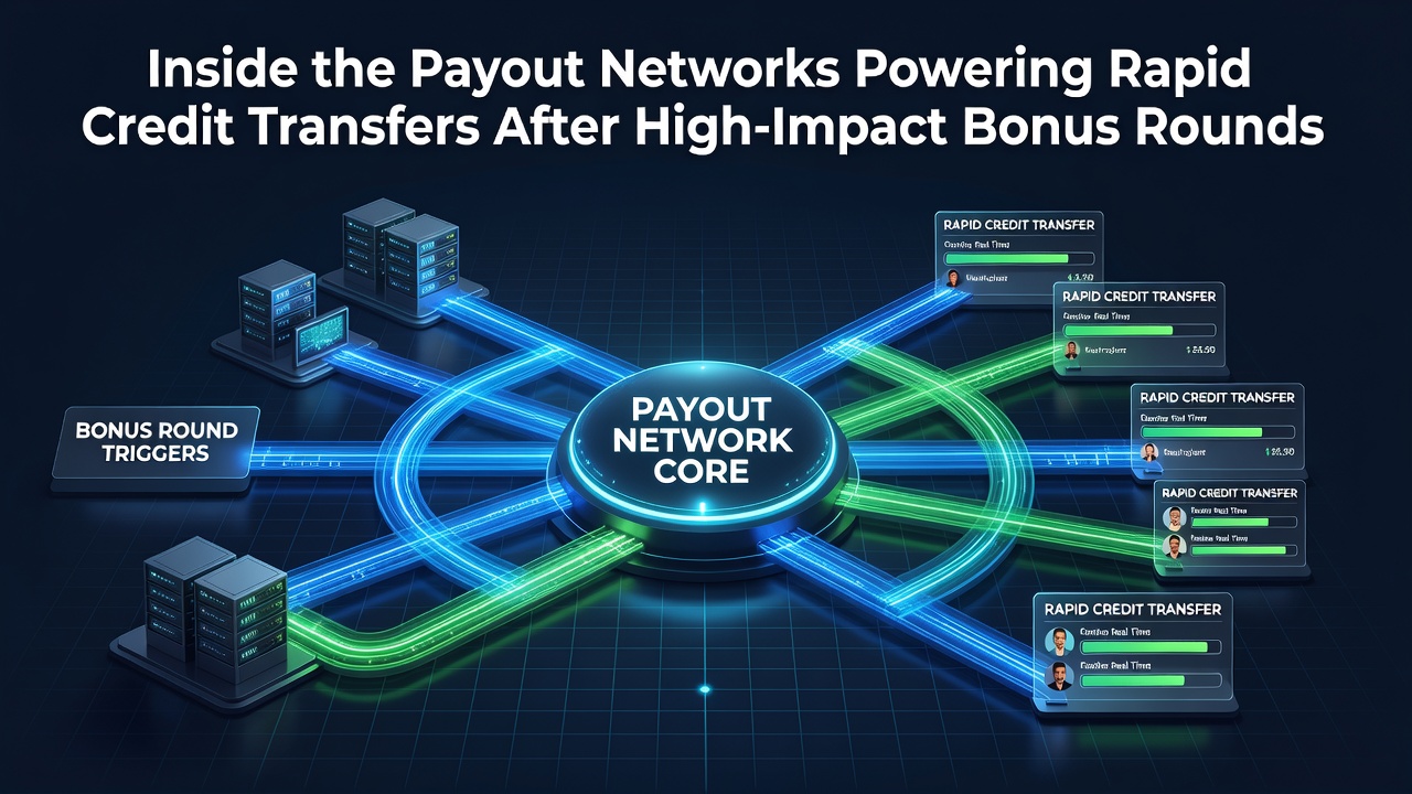 Diagram showing interconnected payout networks routing funds from casino servers to player accounts after bonus round completions