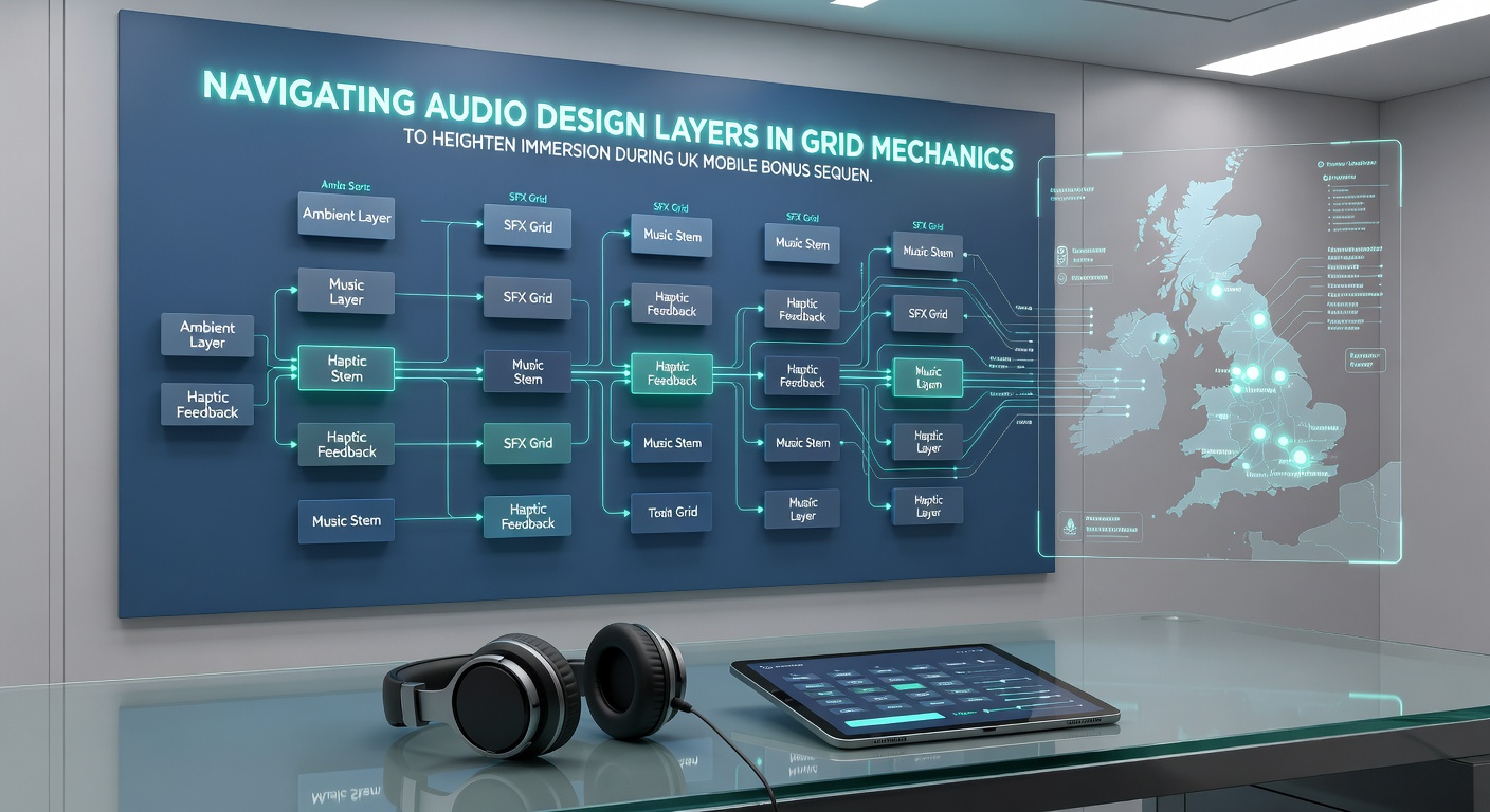 Mobile interface displaying synchronized audio cues during grid bonus expansion