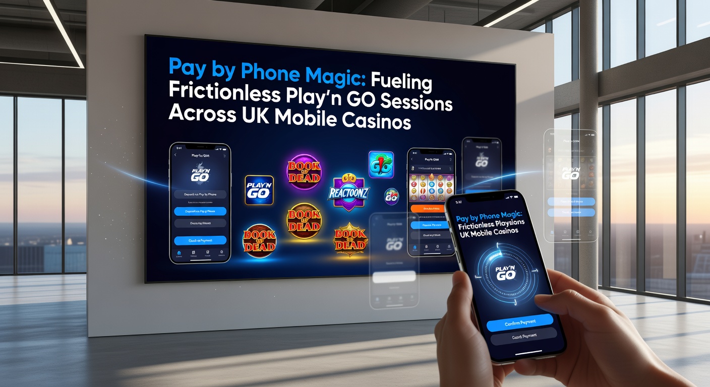 Smartphone screen displaying a quick pay by phone deposit confirmation in a vibrant Play'n GO slot game interface, highlighting instant access to spins