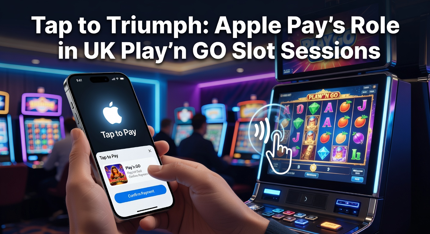 Close-up of Apple Pay confirmation screen alongside Play'n GO slot reels exploding with wins, emphasizing speed and excitement in UK casino play