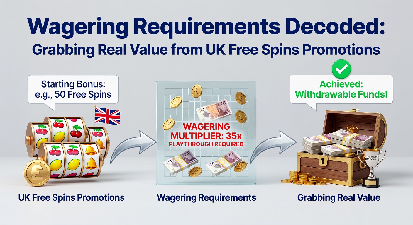 Infographic comparing low vs high wagering requirements and their impact on free spins payout potential in UK casinos